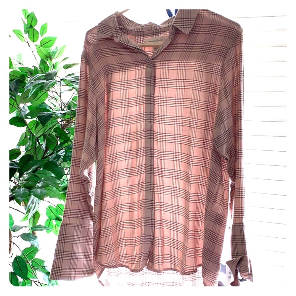 Treasure & Bond Blush Pink Plaid Button-Down Shirt